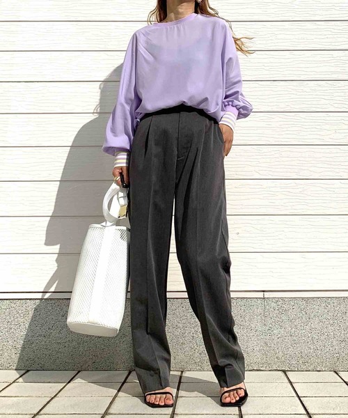 Q（キュー）の「ドルマンリブブラウス（シャツ/ブラウス・レディース・オリーブ/アイボリー/ブラック/ラベンダー・MEDIUM）」の17枚目の写真