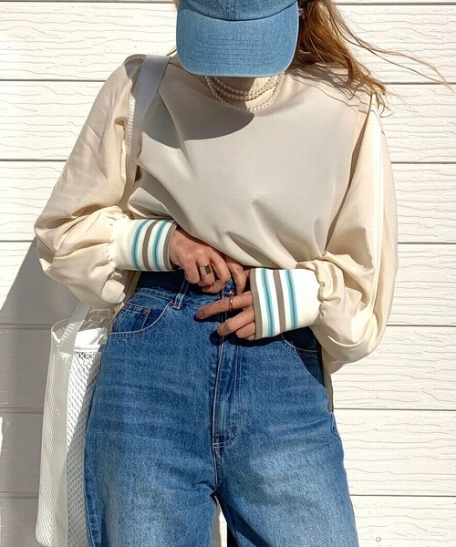 Q（キュー）の「ドルマンリブブラウス（シャツ/ブラウス・レディース・オリーブ/アイボリー/ブラック/ラベンダー・MEDIUM）」の10枚目の写真