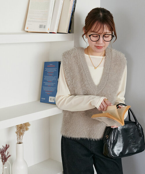 セール】【WEB限定】ライトフェザーヤーンショートベスト《前後2WAY