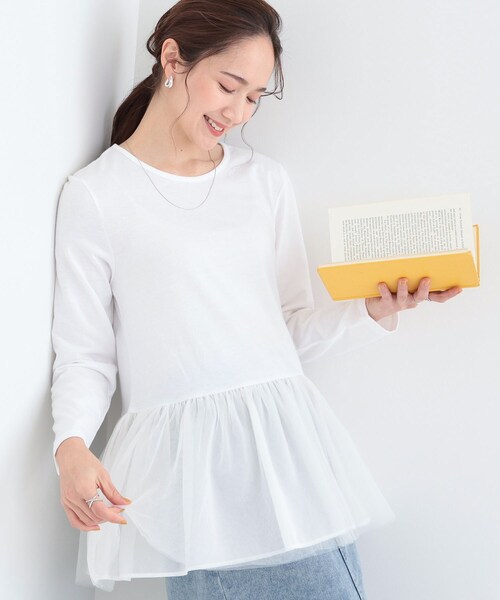 DRESKIP(ドレスキップ)の「【S-LL/体型カバー】いつものコーデにプラスワン 裾チュールインナー(Tシャツ/カットソー・レディース・ホワイト系/ライトグレー/チャコールグレー・01/02/03/04)」の2枚目の写真
