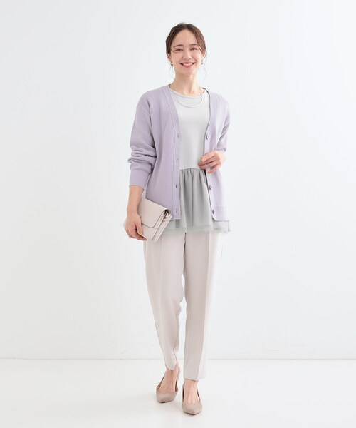 DRESKIP(ドレスキップ)の「【S-LL/体型カバー】いつものコーデにプラスワン 裾チュールインナー(Tシャツ/カットソー・レディース・ホワイト系/ライトグレー/チャコールグレー・01/02/03/04)」の13枚目の写真