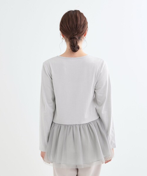 DRESKIP(ドレスキップ)の「【S-LL/体型カバー】いつものコーデにプラスワン 裾チュールインナー(Tシャツ/カットソー・レディース・ホワイト系/ライトグレー/チャコールグレー・01/02/03/04)」の12枚目の写真