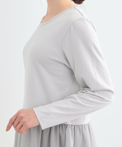 DRESKIP(ドレスキップ)の「【S-LL/体型カバー】いつものコーデにプラスワン 裾チュールインナー(Tシャツ/カットソー・レディース・ホワイト系/ライトグレー/チャコールグレー・01/02/03/04)」の10枚目の写真