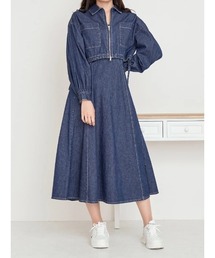 【SETアイテム】デニムジップアップブルゾン＆ワンピースセット
