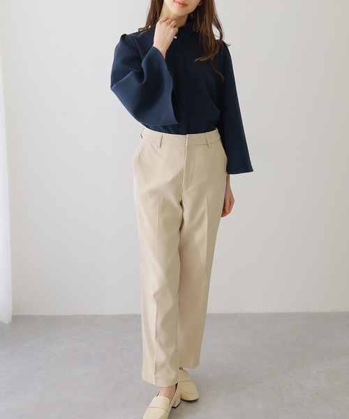 Lace Ladies(レースレディース)の「スタンド フリルカラー フレア 7分袖 プルオーバー(シャツ/ブラウス・レディース・チャコールグレー/ブラック/アイボリー/ネイビー・FREE/S)」の10枚目の写真