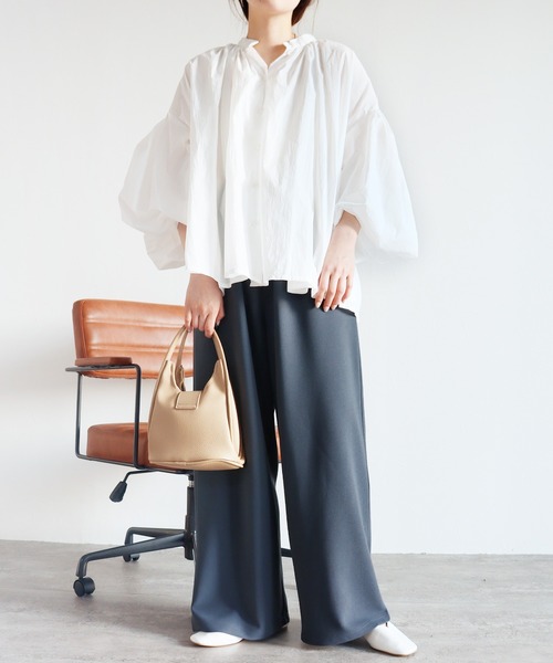 reca(レカ)の「カットジョーゼットPN/ウエストドロスト(その他パンツ・レディース・ブラック/グレイッシュブルー・M)」の8枚目の写真