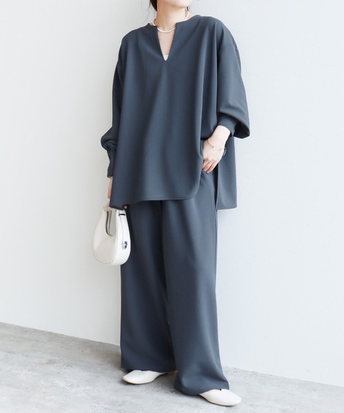reca(レカ)の「カットジョーゼットPN/ウエストドロスト(その他パンツ・レディース・ブラック/グレイッシュブルー・M)」の10枚目の写真