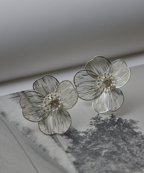 ear PAPILLONNER(イアパピヨネ)の「《日本製》すかしフラワーイヤリング(イヤリング・レディース・シルバー/ゴールド・FREE)」の8枚目の写真