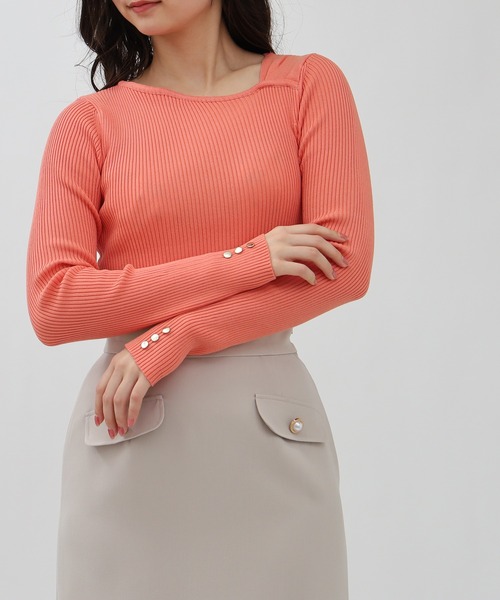 TRUDEA（トルディア）の「アシメタックデザインリブニット（ニット/セーター・レディース・ブラック/ネイビー/ピンク・MEDIUM/LARGE）」の2枚目の写真