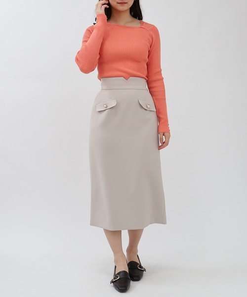TRUDEA（トルディア）の「アシメタックデザインリブニット（ニット/セーター・レディース・ブラック/ネイビー/ピンク・MEDIUM/LARGE）」の7枚目の写真