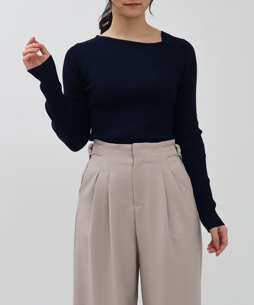 TRUDEA（トルディア）の「アシメタックデザインリブニット（ニット/セーター・レディース・ブラック/ネイビー/ピンク・MEDIUM/LARGE）」の8枚目の写真
