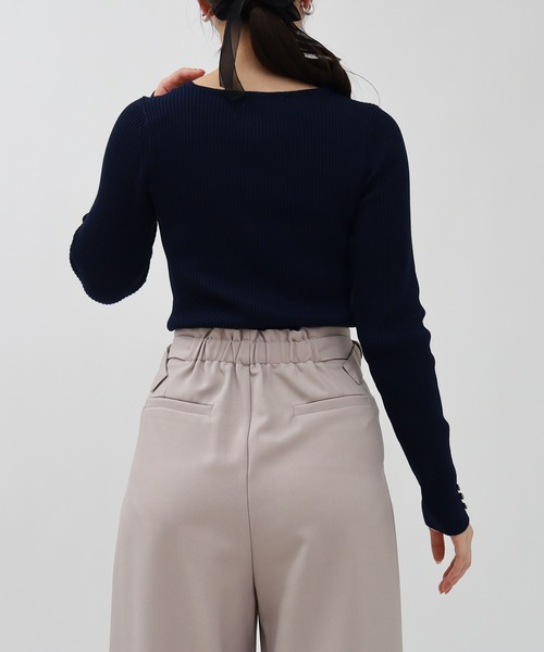 TRUDEA（トルディア）の「アシメタックデザインリブニット（ニット/セーター・レディース・ブラック/ネイビー/ピンク・MEDIUM/LARGE）」の10枚目の写真