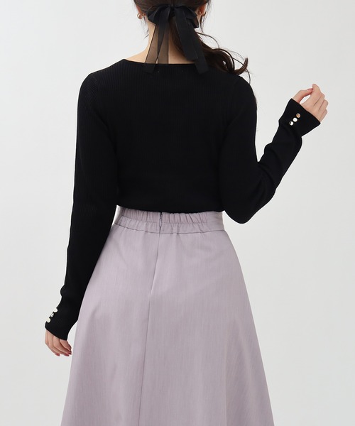 TRUDEA（トルディア）の「アシメタックデザインリブニット（ニット/セーター・レディース・ブラック/ネイビー/ピンク・MEDIUM/LARGE）」の14枚目の写真