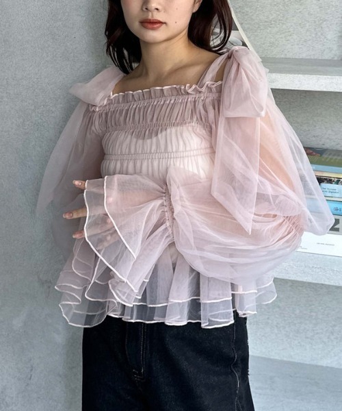 archives(アルシーヴ)の「リボンオフショルチュールTOPS(シャツ/ブラウス・レディース・アイボリー/ブラック/ピンク・MEDIUM)」の14枚目の写真