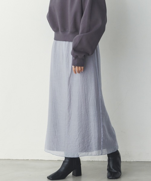 hunch（ハンチ）の「シアーポンチ レイヤードスカートセット（スカート・レディース・ベージュ/グレイッシュブルー/ブラック・FREE）」の3枚目の写真