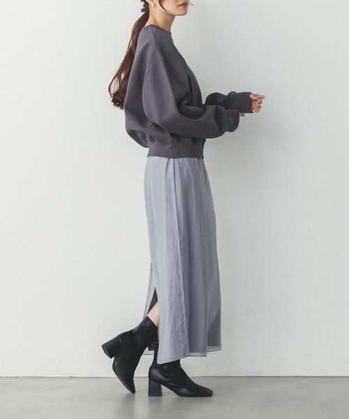 hunch（ハンチ）の「シアーポンチ レイヤードスカートセット（スカート・レディース・ベージュ/グレイッシュブルー/ブラック・FREE）」の4枚目の写真