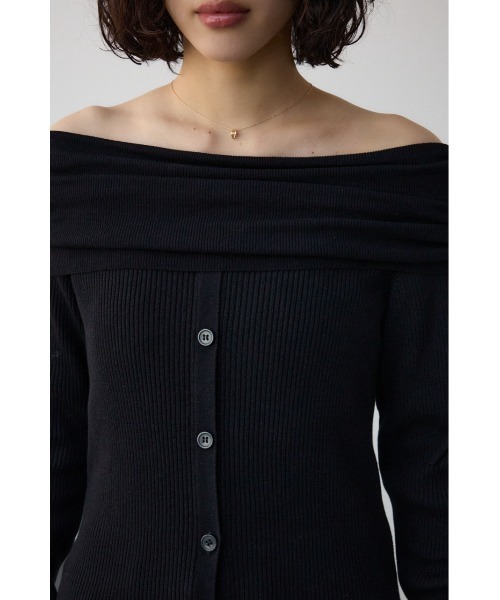 AZUL by moussy（アズールバイマウジー）の「ギャザーオフショルダーニットトップス（ニット/セーター・レディース・アイボリー/ピンク/ライム/ブラック・FREE）」の22枚目の写真