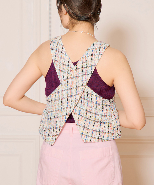 ベスト ジレ IENA LA BOUCLE ツイードビスチェ レディース セール】IENA LA BOUCLE ツイードビスチェ（ベスト）｜IENA LA