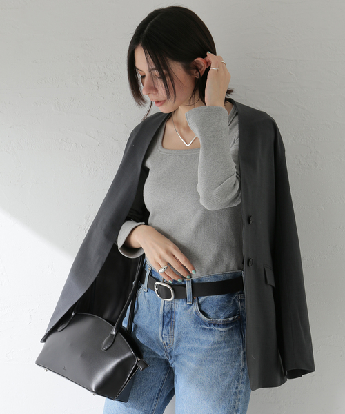 journal standard L'essage(ジャーナルスタンダードレサージュ)の「オーガニックミックステレコプルオーバー(Tシャツ/カットソー・レディース・ブラック/グレー・FREE)」の15枚目の写真