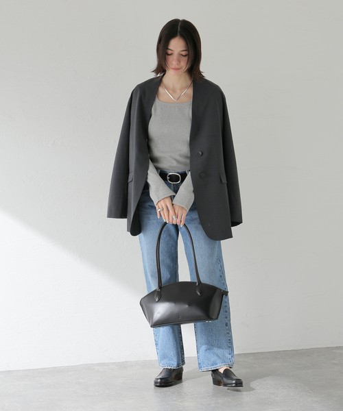journal standard L'essage(ジャーナルスタンダードレサージュ)の「オーガニックミックステレコプルオーバー(Tシャツ/カットソー・レディース・ブラック/グレー・FREE)」の14枚目の写真