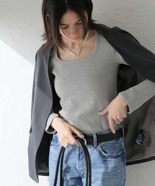 journal standard L'essage(ジャーナルスタンダードレサージュ)の「オーガニックミックステレコプルオーバー(Tシャツ/カットソー・レディース・ブラック/グレー・FREE)」の13枚目の写真