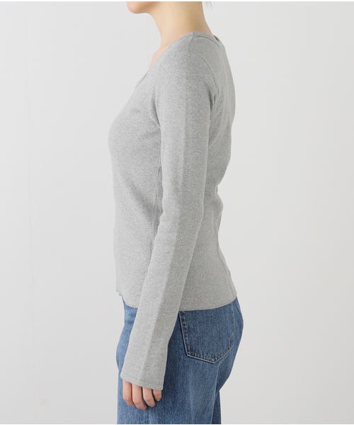 journal standard L'essage(ジャーナルスタンダードレサージュ)の「オーガニックミックステレコプルオーバー(Tシャツ/カットソー・レディース・ブラック/グレー・FREE)」の6枚目の写真
