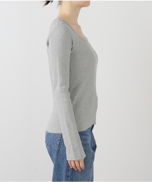 journal standard L'essage(ジャーナルスタンダードレサージュ)の「オーガニックミックステレコプルオーバー(Tシャツ/カットソー・レディース・ブラック/グレー・FREE)」の4枚目の写真