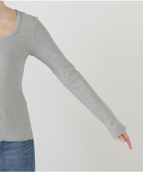 journal standard L'essage(ジャーナルスタンダードレサージュ)の「オーガニックミックステレコプルオーバー(Tシャツ/カットソー・レディース・ブラック/グレー・FREE)」の3枚目の写真