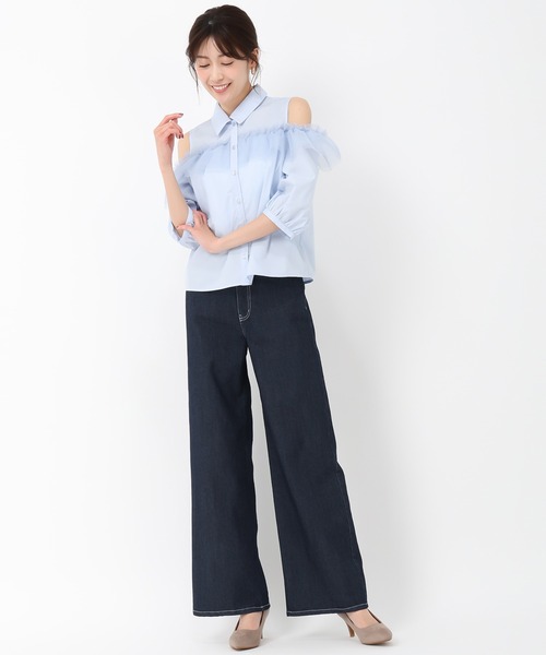 MISCH MASCH(ミッシュマッシュ)の「オープンショルダーチュールフリルシャツ(シャツ/ブラウス・レディース・ブラック/ホワイト/ブルー・フリ-)」の17枚目の写真