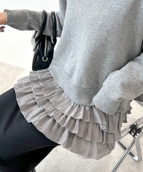 Futier land(フューティアランド)の「裾フリルキャミソール(キャミソール・レディース・ブラック/アイボリー/グレー/ホワイト/ブラック系その他・FREE)」の15枚目の写真