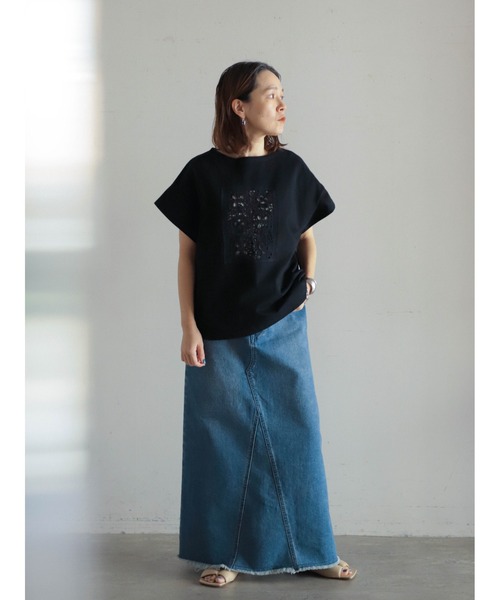 セール】カギ針モチーフドッキング ボートネックP/O（Tシャツ