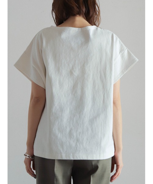 tシャツ カギ針モチーフドッキング　ボートネックP/O レディース セール】カギ針モチーフドッキング ボートネックP/O（Tシャツ