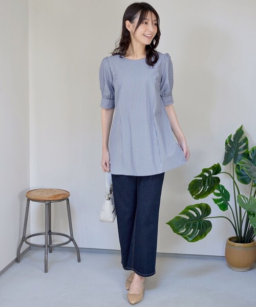 ブラウス シャツ 「小倉優子さん着用」 パフスリーブチュニックブラウス レディース Tiaclasse ブラウス シャツ 「小倉優子さん着用」 パフスリーブ