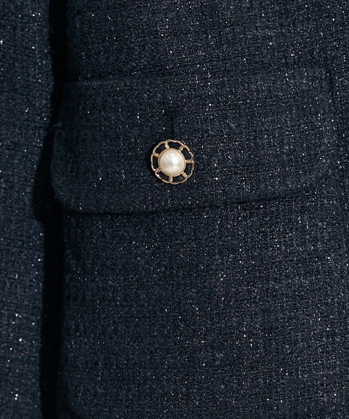 SWINGLE（スウィングル）の「デザインボタンボックスノーカラーツイードジャケット（ノーカラージャケット・レディース・ライトグレー/ブラック/アイボリー・SMALL/MEDIUM）」の15枚目の写真