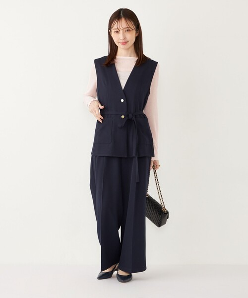 SHIPS Colors(シップス カラーズ)の「SHIPS Colors:〈手洗い可能〉 メランジ タック ワイドパンツ(その他パンツ・レディース・ベージュ/ネイビー・SMALL/MEDIUM)」の22枚目の写真