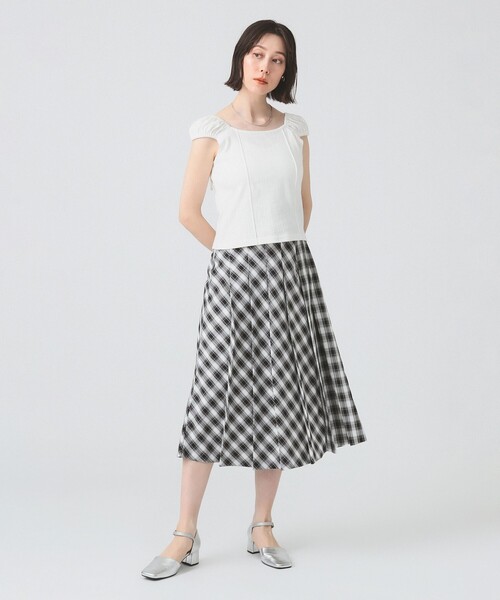 Ray BEAMS（レイビームス）の「ハリヌキ テレコ フレンチ パフスリーブ Tシャツ（Tシャツ/カットソー・レディース・サックスブルー/ホワイト・ONE SIZE）」の4枚目の写真