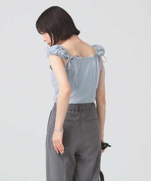 Ray BEAMS（レイビームス）の「ハリヌキ テレコ フレンチ パフスリーブ Tシャツ（Tシャツ/カットソー・レディース・サックスブルー/ホワイト・ONE SIZE）」の10枚目の写真