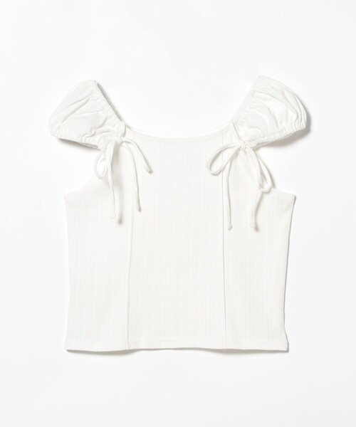 Ray BEAMS（レイビームス）の「ハリヌキ テレコ フレンチ パフスリーブ Tシャツ（Tシャツ/カットソー・レディース・サックスブルー/ホワイト・ONE SIZE）」の15枚目の写真