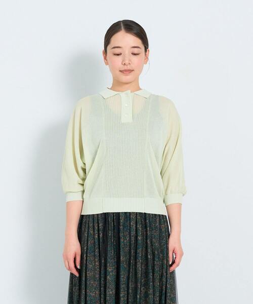 ADIEU TRISTESSE（アデュートリステス）の「KOYORI ポロニット（ニット/セーター・レディース・ライトグレー/ミント/ブラック・FREE）」の18枚目の写真