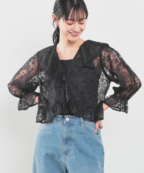 SCADAローレルピンク レース 7分袖ボレロ 7分袖レースボレロ（カーディガン/ボレロ）｜Honeys（ハニーズ