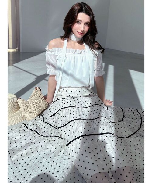 RESEXXY（リゼクシー）の「ドットティアードフレアスカート（スカート・レディース・ブラック/ホワイト/ピンク・FREE）」の18枚目の写真