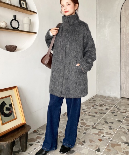 moment+（モーメントプラス）の「スタンドカラーメランジシャギー