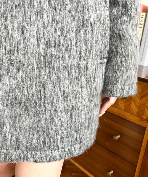 moment+（モーメントプラス）の「スタンドカラーメランジシャギーコート（その他アウター・レディース・グレー/チャコールグレー/モカ・M/L）」の14枚目の写真