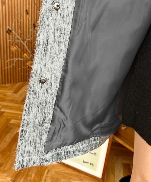 moment+（モーメントプラス）の「スタンドカラーメランジシャギーコート（その他アウター・レディース・グレー/チャコールグレー/モカ・M/L）」の16枚目の写真