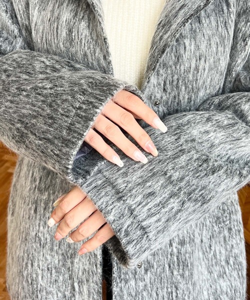 moment+（モーメントプラス）の「スタンドカラーメランジシャギーコート（その他アウター・レディース・グレー/チャコールグレー/モカ・M/L）」の12枚目の写真