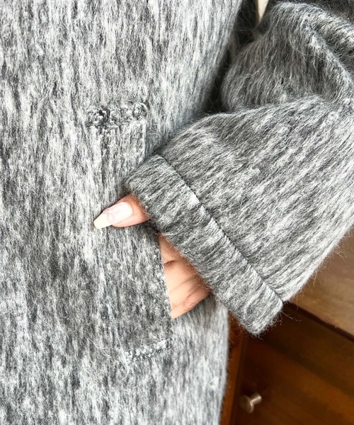 moment+（モーメントプラス）の「スタンドカラーメランジシャギーコート（その他アウター・レディース・グレー/チャコールグレー/モカ・M/L）」の13枚目の写真