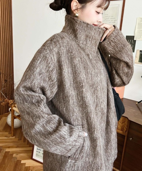 moment+（モーメントプラス）の「スタンドカラーメランジシャギーコート（その他アウター・レディース・グレー/チャコールグレー/モカ・M/L）」の18枚目の写真