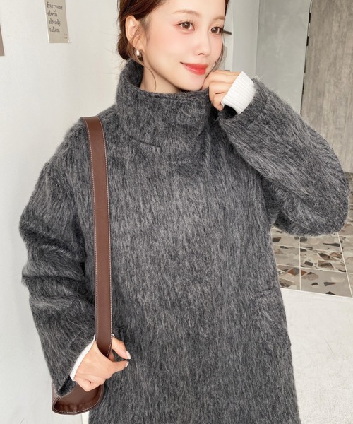 moment+（モーメントプラス）の「スタンドカラーメランジシャギー