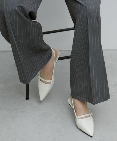 セール】ポインテッドストラップフラットミュール（サンダル）｜Aunt