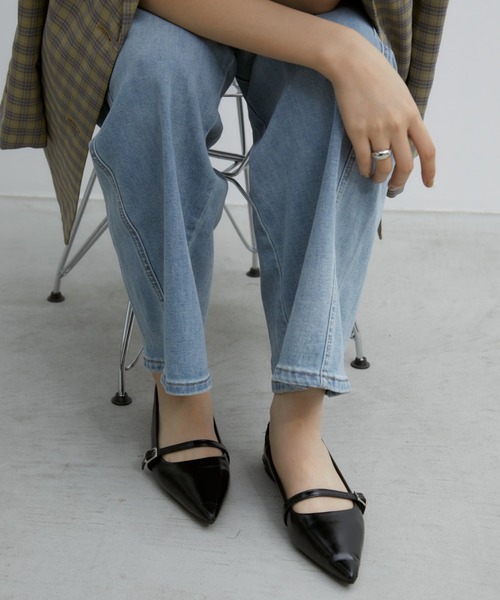 セール】ポインテッドストラップフラットミュール（サンダル）｜Aunt